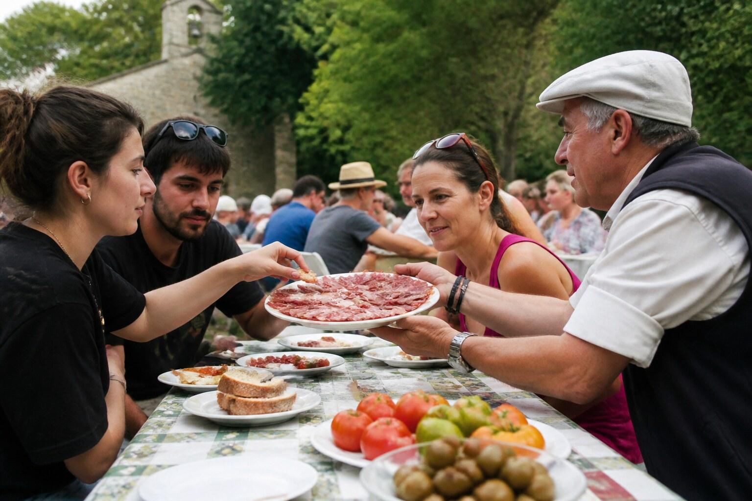 Families sharing food at an outdoor Catalan aplec